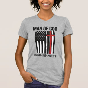 Man of God Patriotic Cross Christian Shirt Design_