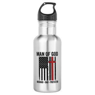 Man of God Patriotic Cross Christian Shirt Design_ 532 Ml Water Bottle