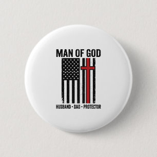 Man of God Patriotic Cross Christian Shirt Design_ 6 Cm Round Badge
