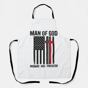 Man of God Patriotic Cross Christian Shirt Design_ Apron