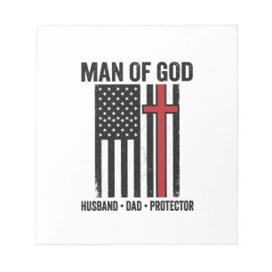Man of God Patriotic Cross Christian Shirt Design_ Notepad