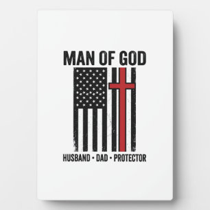 Man of God Patriotic Cross Christian Shirt Design_ Plaque
