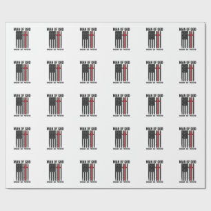 Man of God Patriotic Cross Christian Shirt Design_ Wrapping Paper