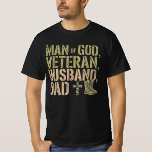 Man Of God Veteran Husband Dad Christian Jesus T-Shirt
