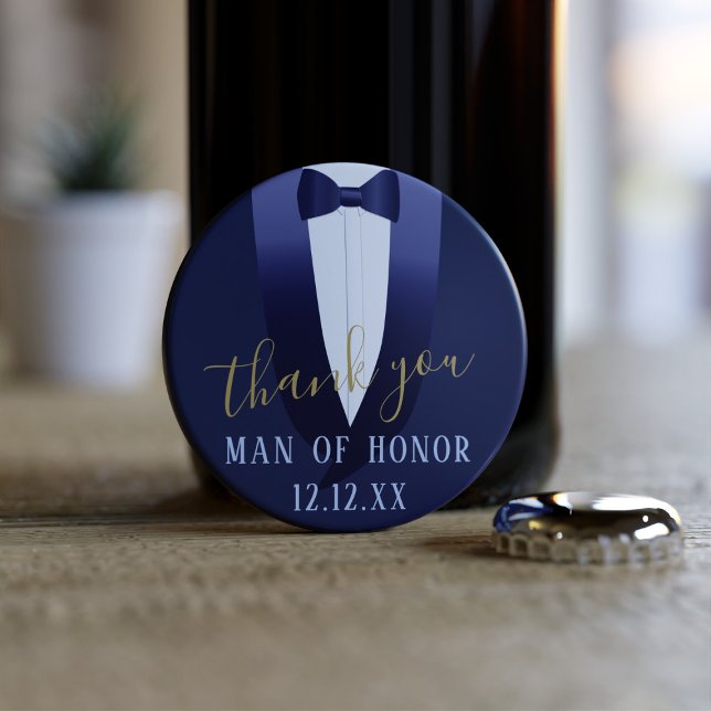 Man of Honor Thank You Blue Wedding Bottle Opener (Creator Uploaded)