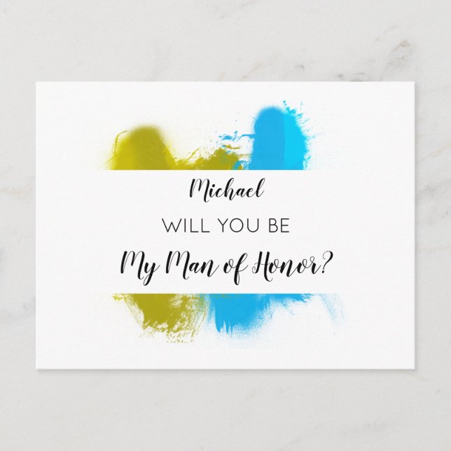 Man of Honor Will You be Proposal Invitation Postcard (Front)