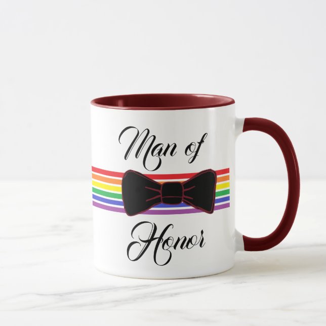Man of Honour Burgundy  Bow Tie Coffee Mug (Right)