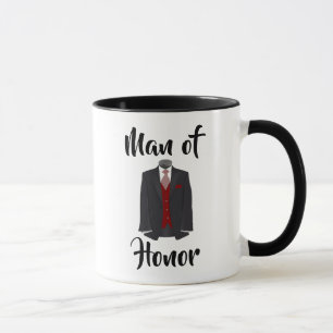Man of Honour  Burgundy Tuxedo Wedding Coffee Mug