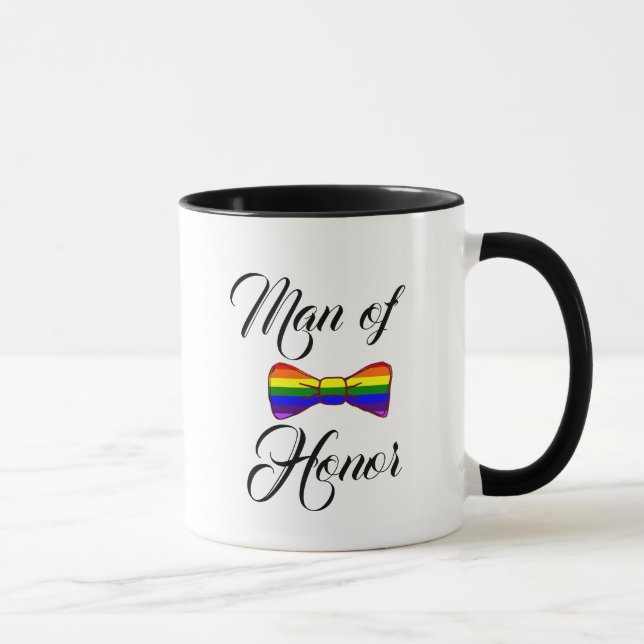 Man of Honour Rainbow Bow Tie Coffee Mug (Right)