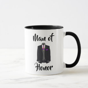 Man of Honour Rainbow Tie  Tuxedo Wedding Mug