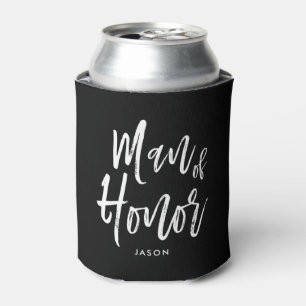 Man of Honour Script Style Custom Wedding Can Cooler