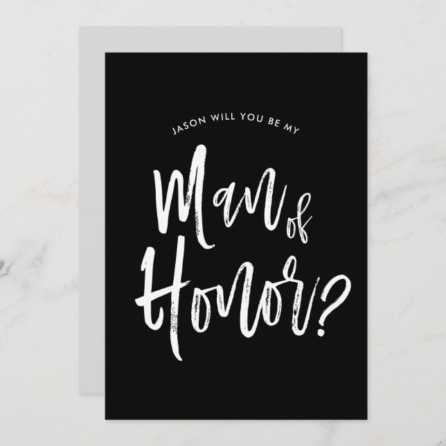 Man of Honour | Script Style Custom Wedding Invitation (Front/Back)