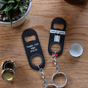 Man of Honour Tuxedo Wedding Keychain Bottle Opene