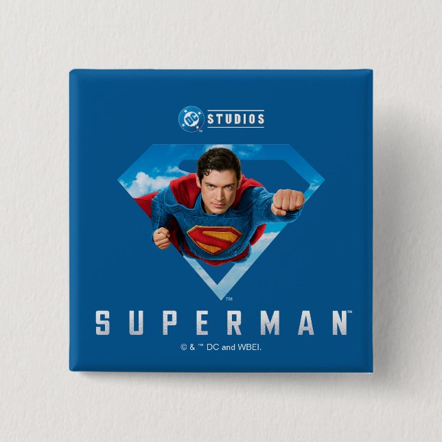 Man of Steel in Flight 15 Cm Square Badge (Front)