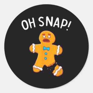 Man Oh Snap Christmas Fun Cookie Baking Gift Short Classic Round Sticker
