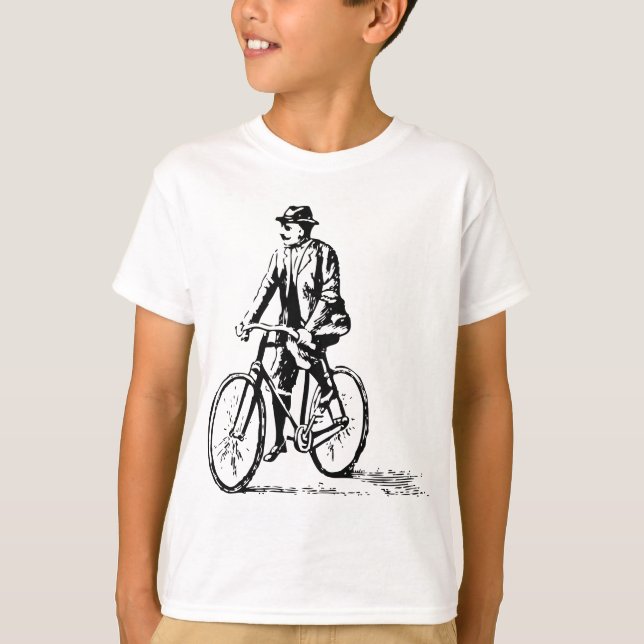 Man on a Bike - Black T-Shirt (Front)