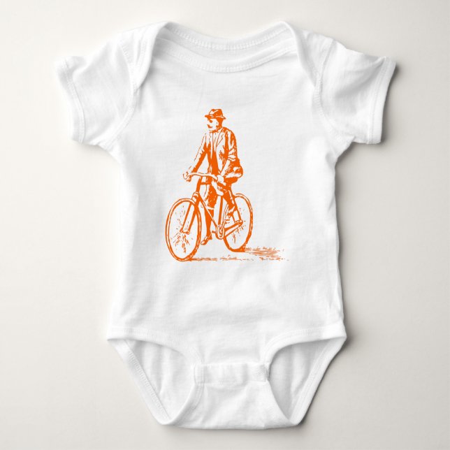 Man on a Bike - Orange Baby Bodysuit (Front)