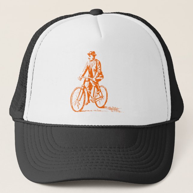 Man on a Bike - Orange Trucker Hat (Front)