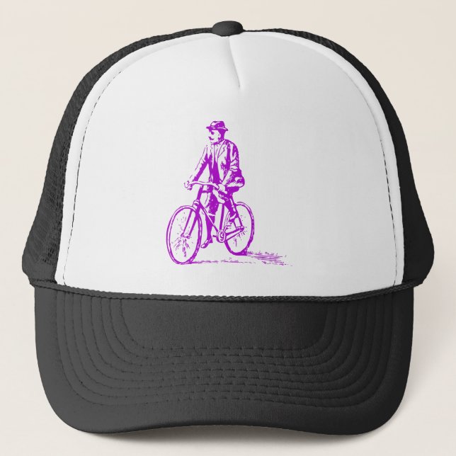 Man on a Bike - Purple Trucker Hat (Front)