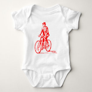 Man on a Bike - Red Baby Bodysuit