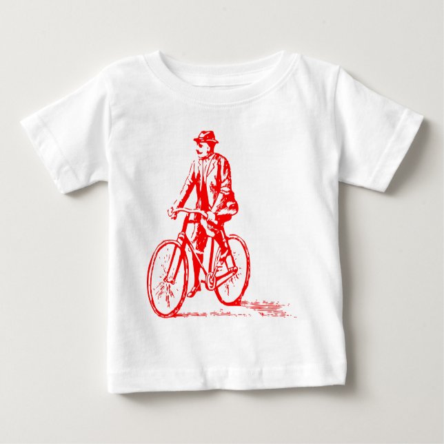 Man on a Bike - Red Baby T-Shirt (Front)