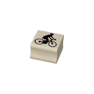 Man on a bike rubber stamp