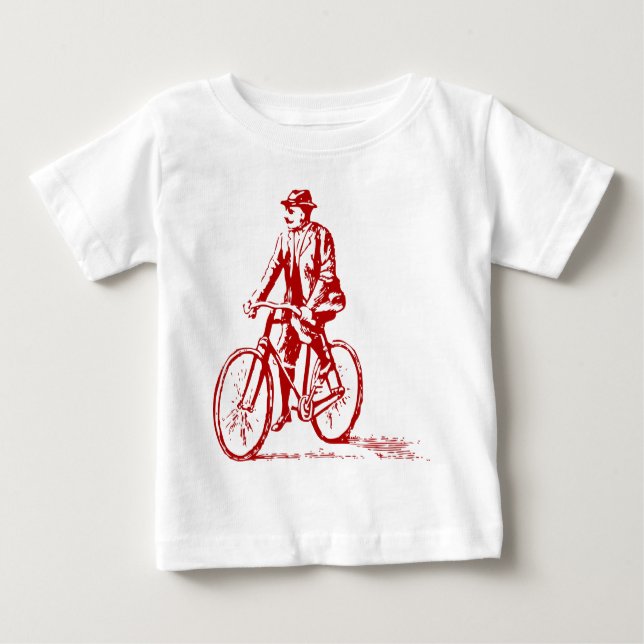 Man on a Bike - Ruby Red Baby T-Shirt (Front)