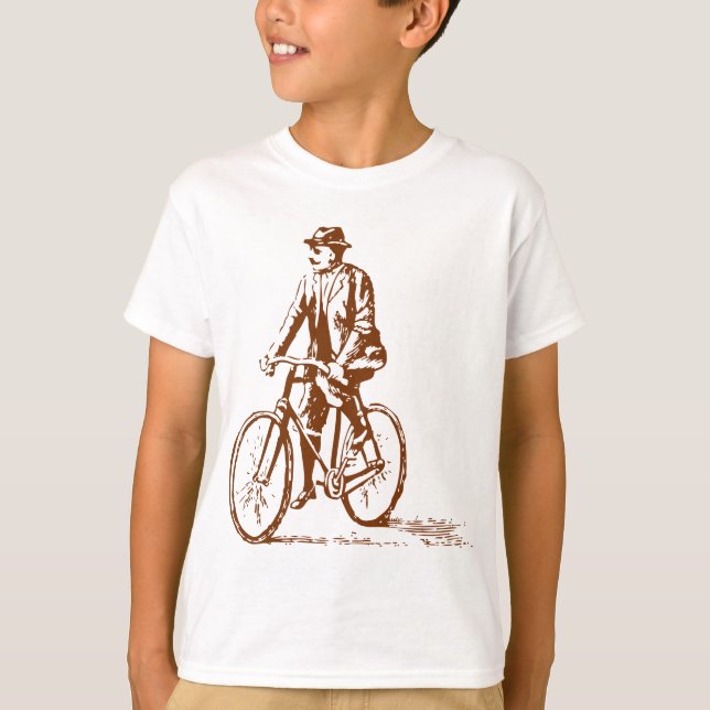 Man on a Bike - Walnut Brown T-Shirt (Front)