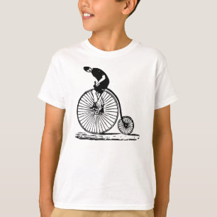 Man on a Penny Farthing - Black T-Shirt