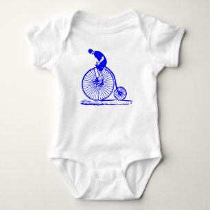 Man on a Penny Farthing - Blue Baby Bodysuit