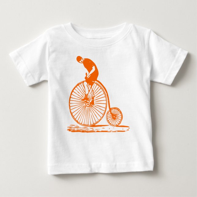 Man on a Penny Farthing - Orange Baby T-Shirt (Front)