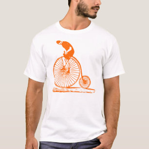 Man on a Penny Farthing - Orange T-Shirt