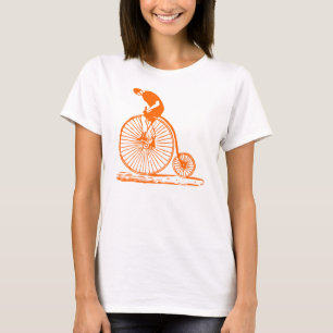 Man on a Penny Farthing - Orange T-Shirt