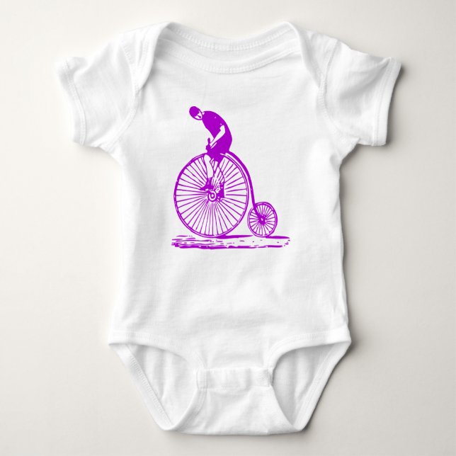 Man on a Penny Farthing - Purple Baby Bodysuit (Front)