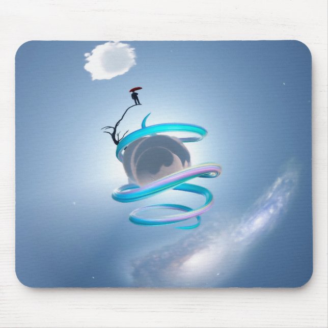 Man on a sandy sphere mouse pad (Front)