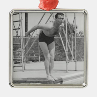 Man on Diving Board Metal Ornament