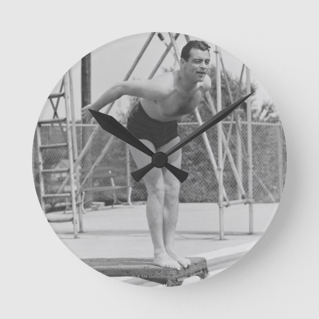 Man on Diving Board Round Clock (Front)