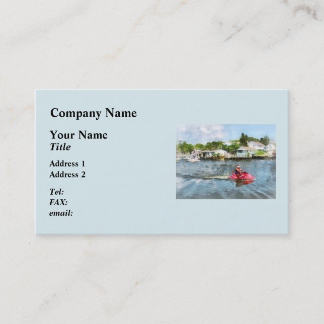 Man on Jet Ski Tuckerton Seaport Business Card (Front)