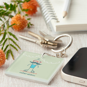 Man On Rollerskates Key Ring