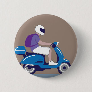 Man on Scooter 6 Cm Round Badge