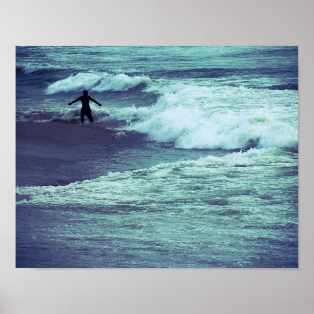 Man on Sea Waves Poster (Front)
