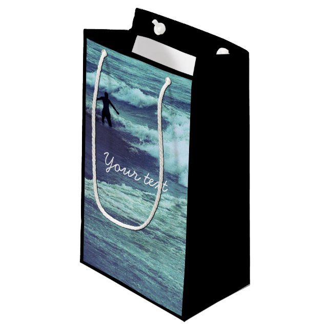 Man on Sea Waves Small Gift Bag (Front Angled)