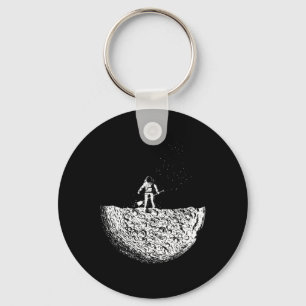 Man On The Moon In A Space Man Suit In Space Key Ring
