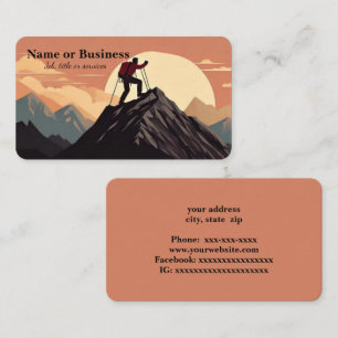 Man on top of mountain business card