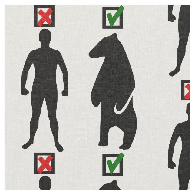 man or bear feminist meme black fabric (Close Up)
