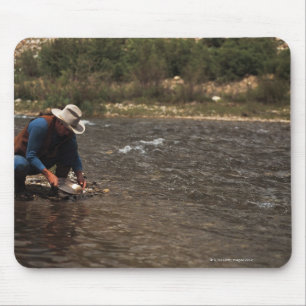 Man panning for gold on the South Platte River Mouse Pad