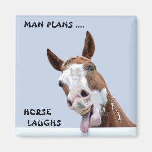 Man Plans Horse Laughs Magnet