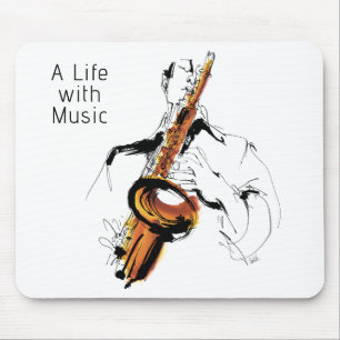 Man playing alto saxophone mouse pad