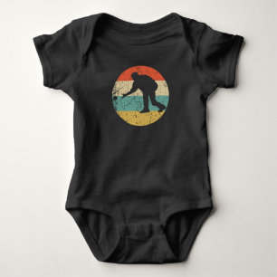 Man Playing Bocce Silhouette Retro Bocce Ball Baby Bodysuit