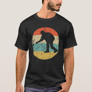 Man Playing Bocce Silhouette Retro Bocce Ball T-Shirt